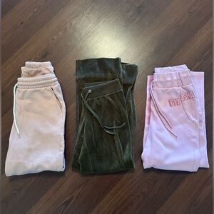 3pc Sweatpant Bundle- Gymshark, Comfort Zone, Forever 21